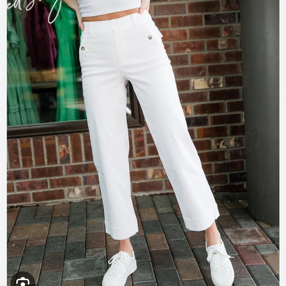 SPANX White Twill Leg Pant Small